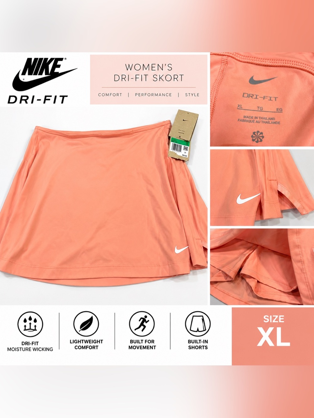 Nike Women’s Dri-FIT Skort - Coral Pink xl